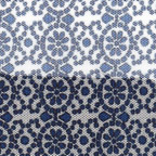 Specialty fabrics: stretch mesh knit blue & white medallions
